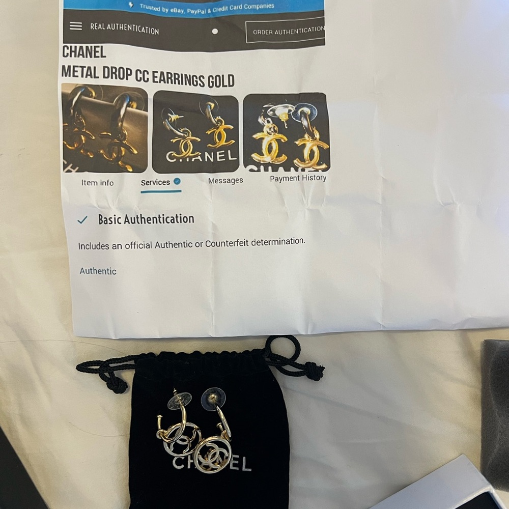 CHANEL Gold and Silver CC Logo Earrings